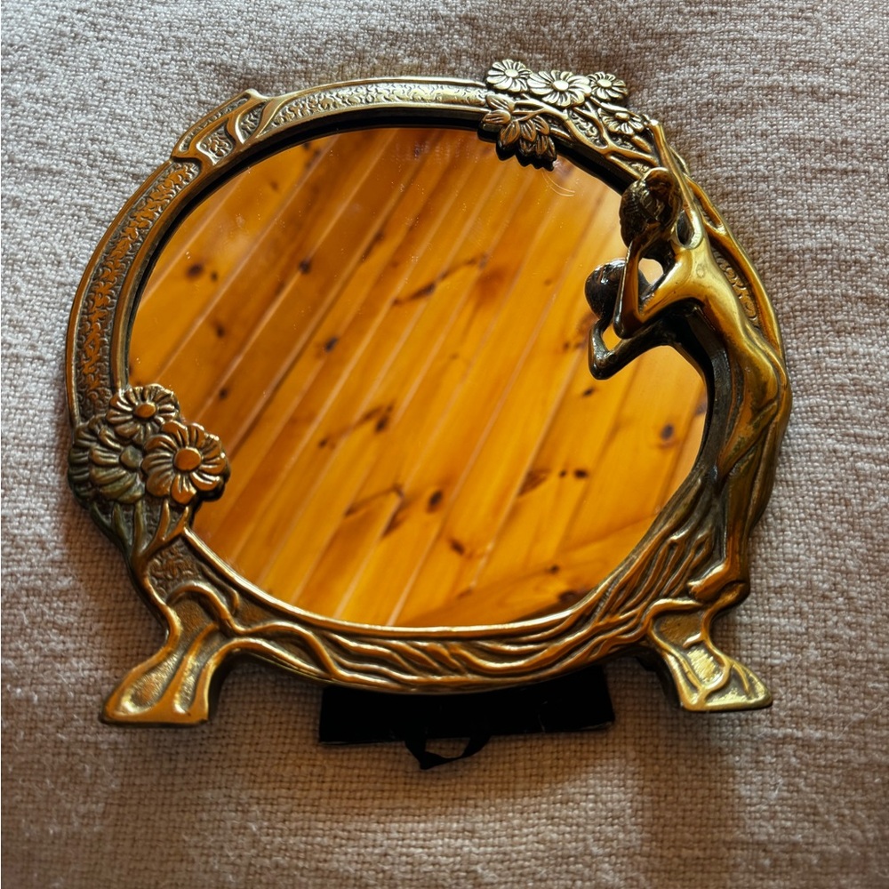 Vintage Brass “Lady of the Lake” vanity Mirror